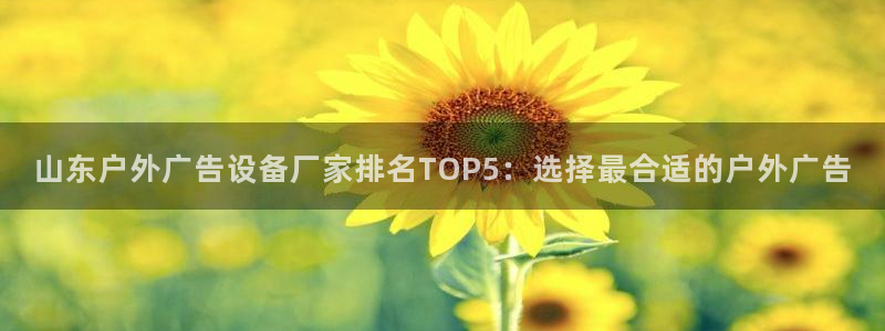 杏宇平台怎么样知乎：山东户外广告设备厂家排名TOP5：选择最合适的户外广告